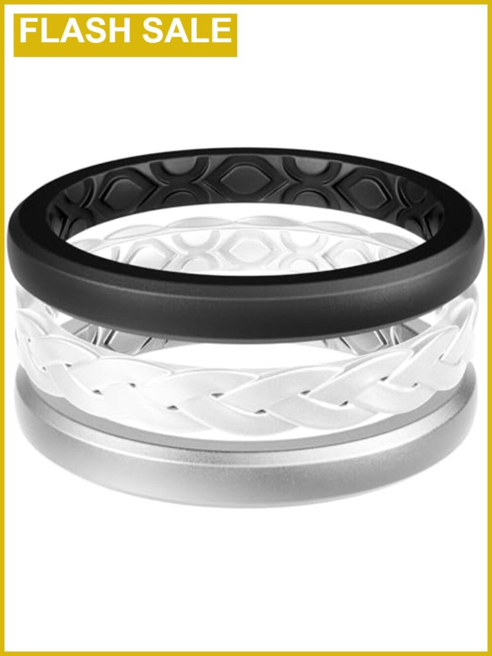 Stackable Silicone Ring Enhancers for Women 3 Pack Breathable Wedding Bands